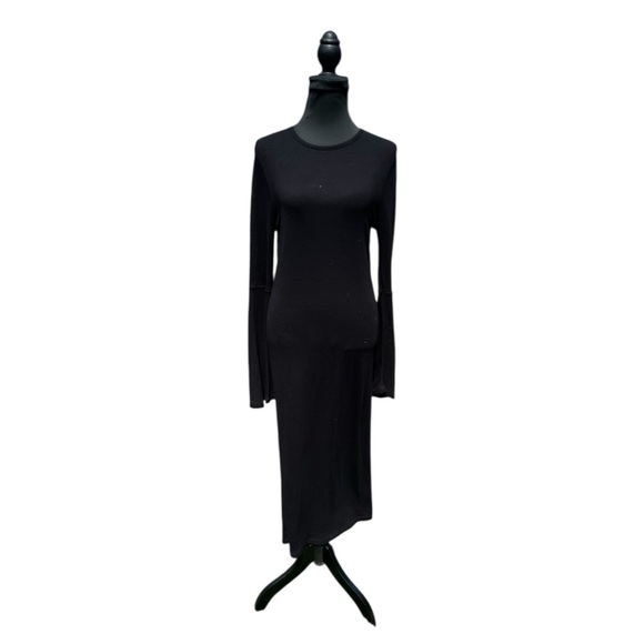 NWT ASOS Black Bell Sleeve Mock Neck Sheath Dress Size 14 - Picture 1 of 4